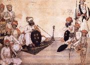 unknow artist Thakur Daulat Singh,His Minister,His Nephew and Others in a Council oil painting